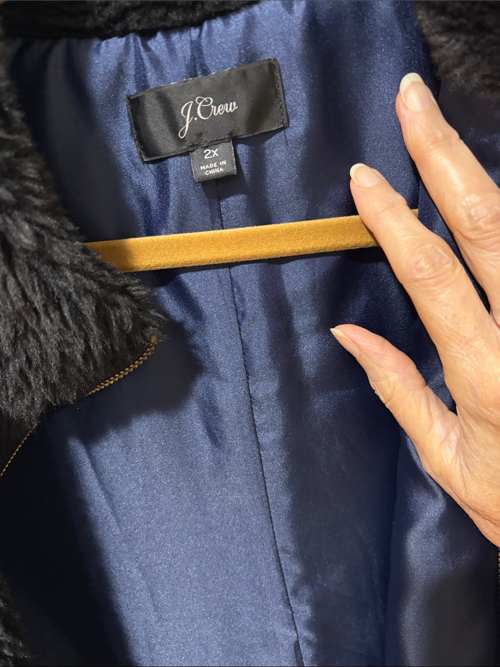 J. Crew Black Faux Fur Zip Front Vest with Gold Zippers
